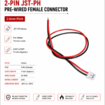 2-Pin JST-PH Pre-Wired Female Connector - 2.0mm, 11-inch Lead