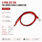 3-Pin JST-XH Pre-Wired Female Connector - 2.54mm, 11-inch Lead