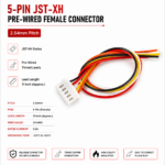 5-Pin JST-XH Pre-Wired Female Connector - 2.54mm, 11-inch Lead