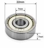 627ZZ (7x22x7) Deep Groove Ball Bearing, Miniature Bearing - Image 2