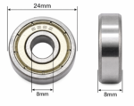 628ZZ (8x24x8) Deep Groove Ball Bearing, Miniature Bearing - Image 2