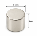 6mm X 6mm Neodymium Disc Magnets (Dia: 6mm, Thickness: 6mm)