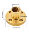 8mm Pitch 2mm Single Type Copper Nut (T8 Lead Screw Nut) - Image 4