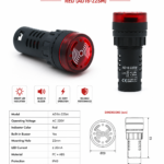 220V LED Signal Indicator Light with Buzzer - Red (AD16-22SM)