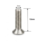 SS CSK Allen M3 x 12mm, Dia. 3mm, Length 12mm, Stainless Steel (SS202) Allen Socket Countersunk Screws