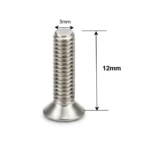 SS CSK Allen M3 x 12mm, Dia. 3mm, Length 12mm, Stainless Steel (SS202) Allen Socket Countersunk Screws