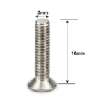 SS CSK Allen M3 x 16mm, Dia. 3mm, Length 16mm, Stainless Steel (SS202) Allen Socket Countersunk Screws