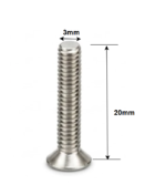 SS CSK Allen M3 x 20mm, Dia. 3mm, Length 20mm, Stainless Steel (SS202) Allen Socket Countersunk Screws