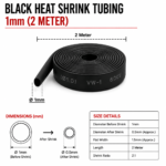 Black Heat Shrink Tubing - 1mm (2 Meter)