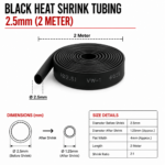 Black Heat Shrink Tube - 2.5mm (2 Meter)