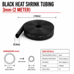 Black Heat Shrink Sleeve - 3mm (2 Meter)