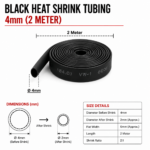 Black Heat Shrink Tubing - 4mm (2 Meter)