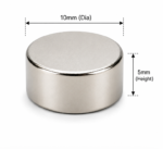 10mm X 5mm Neodymium Disc Magnets (Dia: 10mm, Thickness: 5mm)