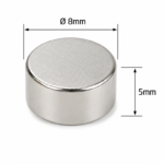 8mm X 5mm Neodymium Disc Magnets (Dia: 8mm, Thickness: 5mm)