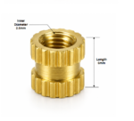 M2.5 x 6 Brass Threaded Inserts Nut - Image 2