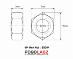 SS M4 (4mm) Hex Nut Stainless Steel (SS304) - Image 2