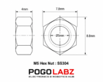 SS M5 (5mm) Hex Nut Stainless Steel (SS304) - Image 2