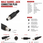 Male Barrel Jack Connector Plug - 5.5x2.1mm