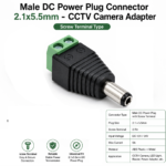 Male DC Power Plug Connector 2.1x5.5mm - CCTV Camera Adapter