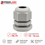 IP68 PG19 Polyamide Cable Gland Nylon | Cable Dia: 12.0mm–15.0mm | Thread: PG19