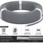 Premium 24 AWG Stranded Single Core Insulated Wire PVC - Gray