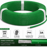 Premium 24 AWG Stranded Single Core Insulated Wire PVC - Green