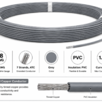 Premium 28 AWG Stranded Single Core Insulated Wire PVC - Gray